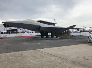 Modell des europ&auml;ischen Zukunfts-Luftkampfsystems, vorgestellt auf der Paris Air Show 2019