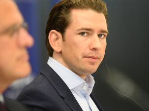 Sebastian Kurz im Portrait auf einer Pressekonferenz