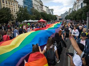 Menschen auf einer Pride-Demo