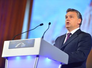 Der ungarische Pr&auml;sident Vitor Orban bei einer Rede