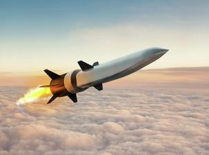 Eine Animation einer Hyperschallrakete in der Luft