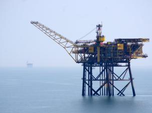 Eine Gas-Abbau-Plattform in Gro&szlig;britannien