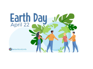 Eine Grafik zum Tag der Erde mit mehreren Menschen, die um eine Erde stehen