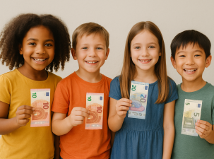 Kinder mit Geldscheinen in der Hand