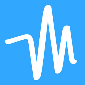 Wellef&ouml;rmiges, wei&szlig;es Logo auf blauem Hintergrund, das eine grafische Darstellung eines Signals symbolisiert.