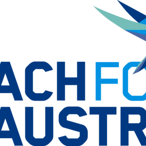 Logo von Teach For Austria, bestehend aus dem Schriftzug und stilisiertem, buntem Vogel.