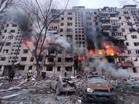 Ein zerst&ouml;rtes Haus in der Ukraine 