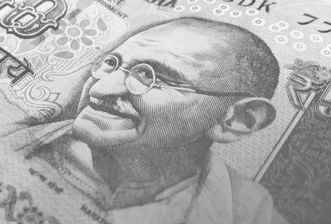 Bild von Vorbild Gandhi auf einem Geldschein.