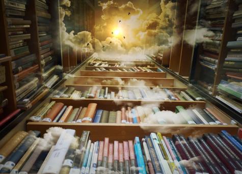 Bücherei mit Wolken