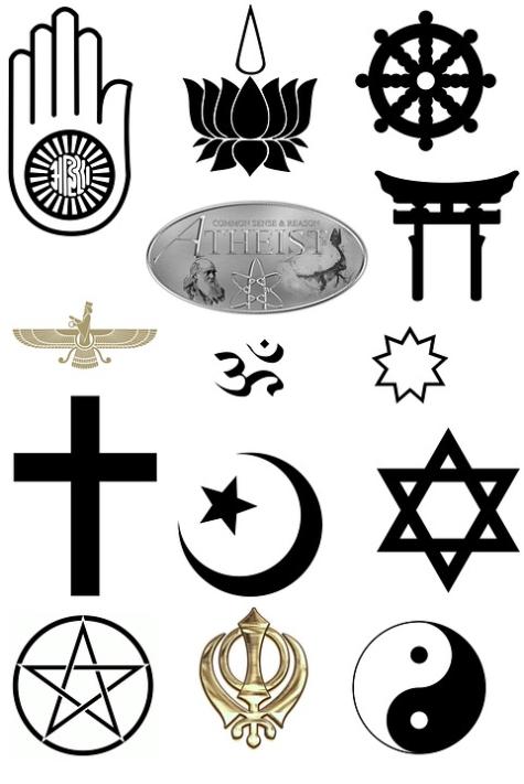 Symbole verschiedener Religionen