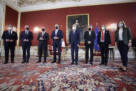 Die Angelobung der aktuellen Regierung &Ouml;sterreichs am 6. Dezember 2021