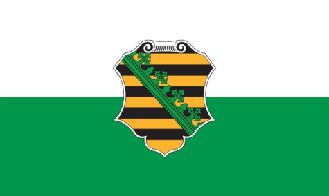 Flagge des s&auml;chsischen Landtages mit Wappen