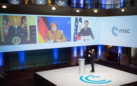  Joe Biden, Angela Merkel and Emmanuel Macron bei einer Diskussion beim MSC 2021