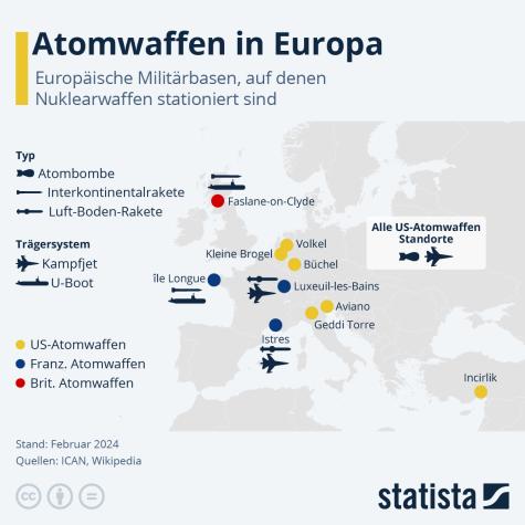 Eine Karte zu den Atomwaffen in Europa