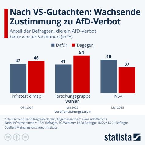 Statistik zum AfD-Verbot und der Zustimmung dazu