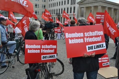 Eine Demo der LINKS-Partei in Berlin f&uuml;r Frieden