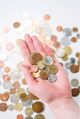 Hand mit Kleingeld