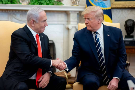 Der US-Pr&auml;sident Trump mit dem israelischen Pr&auml;sident Netanyahu bei einem Treffen
