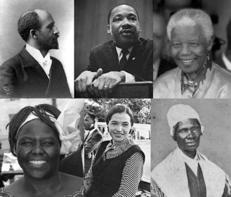 Portraits von W.E.B.DuBois, M.L.King, N.Mandela, W.Maathai, R.Parks und S.Truth