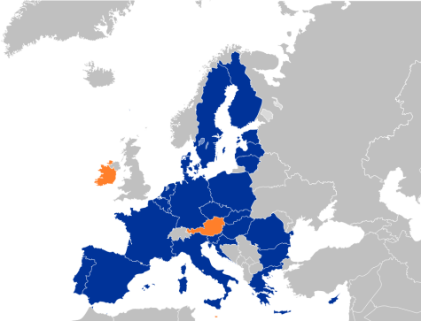 Neutrale Staaten in Europa auf einer Karte