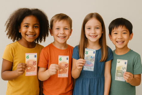 Kinder mit Geldscheinen in der Hand