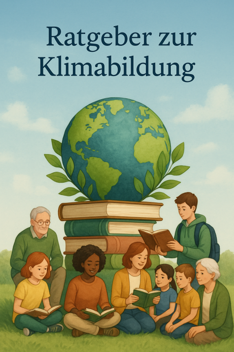 Titelbild - Weltkugel mit Menschen, die lesen im Vordergrund