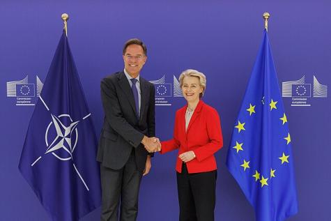 Ursula von der Leyen, Pr&auml;sidentin der Europ&auml;ischen Kommission, empf&auml;ngt Mark Rutte, Generalsekret&auml;r der Nordatlantikvertrags-Organisation (NATO).