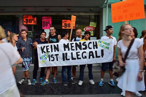 Aufnahme von der Demo "Mensch sein in Österreich" am 31. August 2015